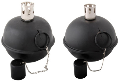 2 Taumelfackel, Öllampe in schwarz, Ø 15 cm und 20 cm 