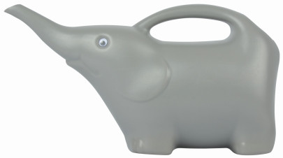 Esschert Design Gießkanne in Elefanten Optik, ca. 1,6 l, aus Kunststoff, mit Griff, 28,2 x 11,5 x 15,6 cm, Gartenwerkzeug in grau 