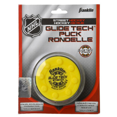 FRANKLIN NHL Glide Tech PRO Puck - Blister, Team-Set, Profi Team Ausstattung, Inline-Hockey/Streethockey Puck, gelb, verschiedene Stückzahlen wählbar 