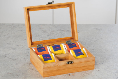 Kesper Tee-Box aus Bambusholz, FSC, 6er Einteilung, 21,7 x 9 x 16 cm 