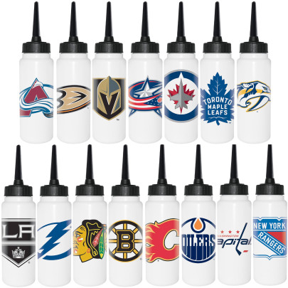 NHL Trinkflaschen aller 31 NHL Teams, 1000 ml, Eishockey Trinkflasche, Sportflasche mit NHL Club Logo, biegsamer Silikon-Trinkhalm 
