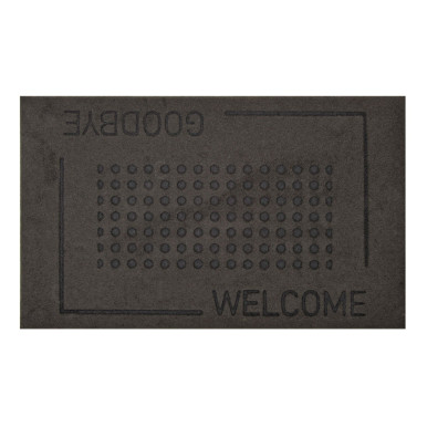 Rivanto® Relief-Türmatte aus Kokosfaser, 75 x 45 x 0,3 cm, welcome/goodbye Schriftzug, klassische Optik, Türvorleger, Fußabstreifer, grau/schwarz 