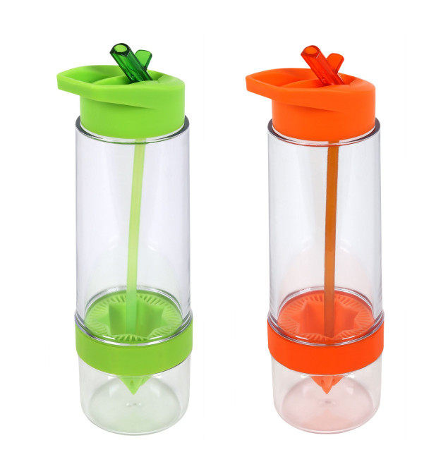 2er Set culinario Trinkflasche Fruit, BPA-frei, je 650 ml Inhalt, in grün und orange