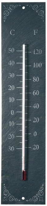 2 Stück Esschert Design Thermometer, Temperaturmesser aus Schiefer, Anzeige in Fahrenheit und Celsius, ca. 10 cm x 45 cm