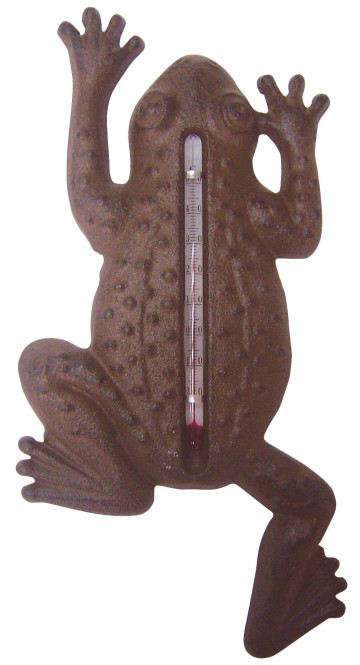 3 Stück Esschert Design Thermometer, Temperaturmesser Motiv Frosch aus Gusseisen, ca. 12 cm x 24 cm