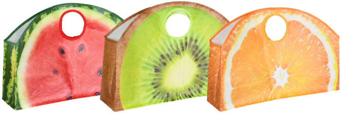Rivanto® Big shopper Früchte aus Kunststoff, 59 x 15,5 x 40,4 cm, mit großem Grifföse, sortierte Optik, keine Motivwahl 
