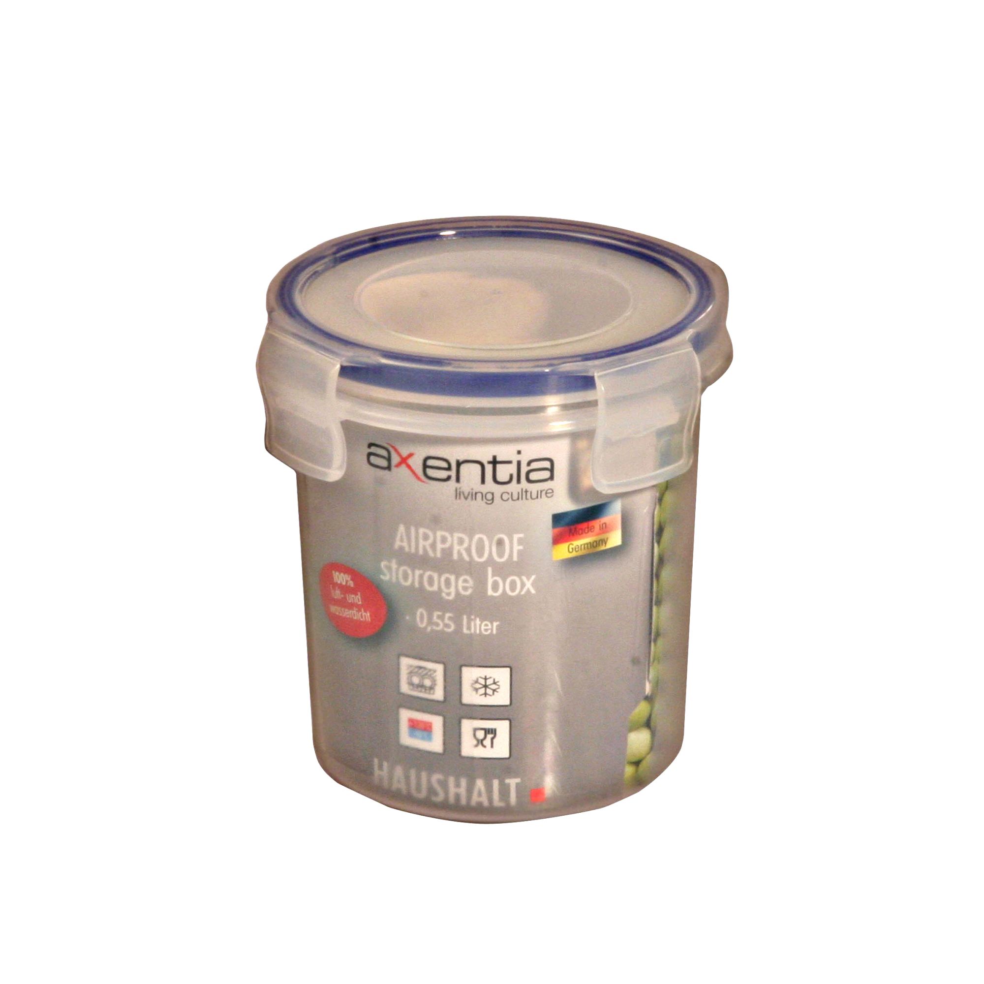 AXENTIA Vorratsdose Airproof, Gefrierschrankdose, Aufbewahrungsbox,  Frischhaltedose aus Kunststoff, transparent, 0,55 Liter rund 10 cm rund