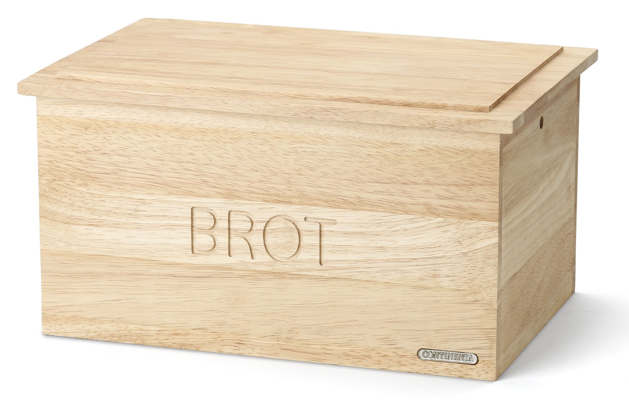 Continenta Brotkasten mit Deckel aus Gummibaumholz, Holz-Brotbox, Größe:  34,5 x 23 x 19 cm