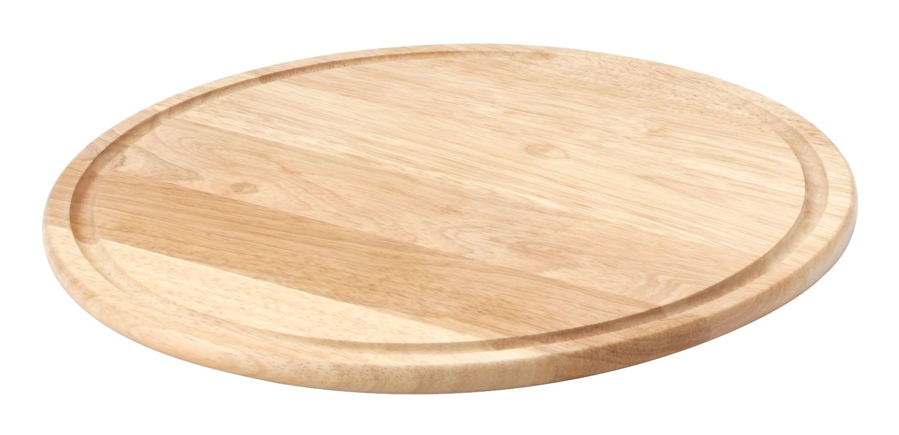 Continenta Holz Pizzateller aus Gummibaumholz Größe: mit 33 1, Flüssigkeiten, Ø Holzteller Rille für x Pizzabretter
