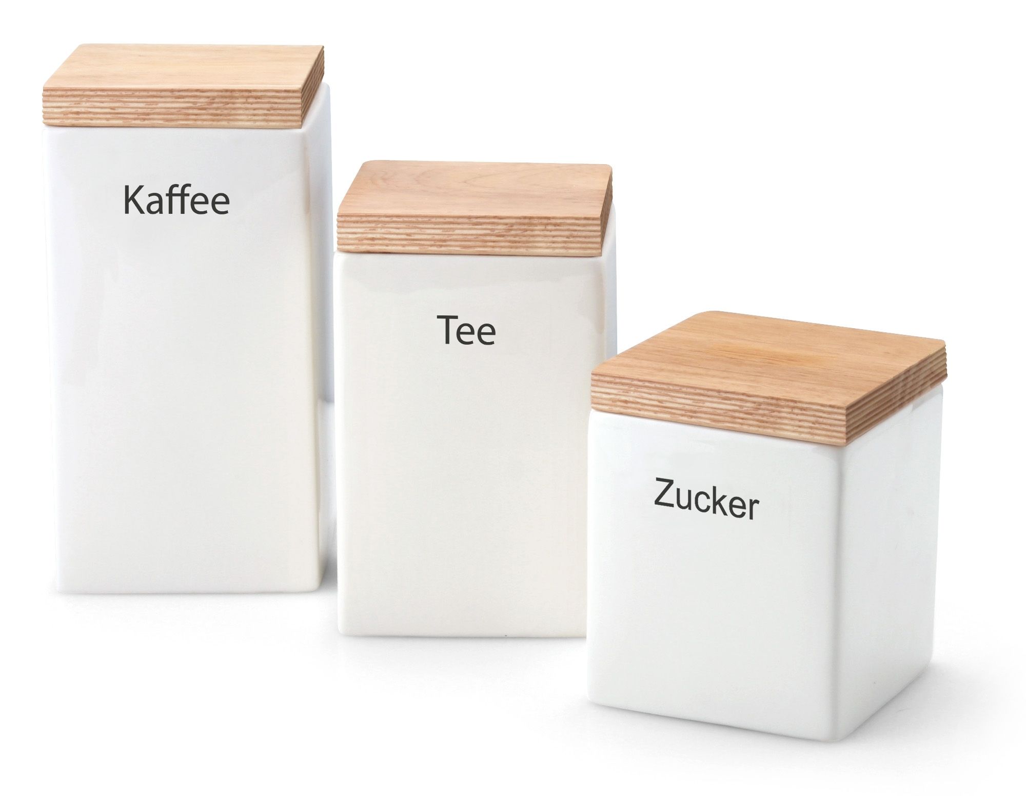 Continenta Vorratsdose aus Keramik, quadratisch, mit Holzdeckel, luftdichter  Vorratsbehälter, erhältlich mit verschiedenen Fassungsvermögen
