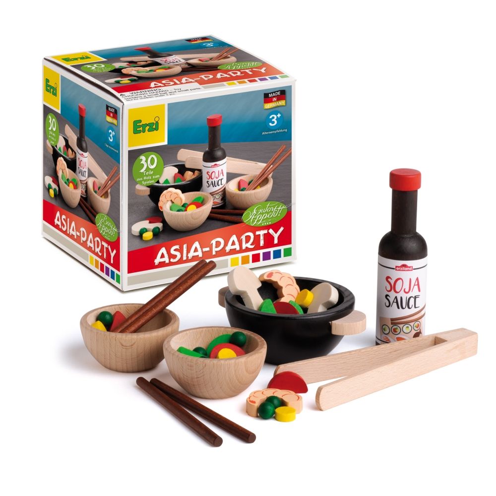 Erzi Sortierung Asia-Party Set, Spielzeug-Sushi, Holz-Spielzeug, Kaufladen -Zubehör