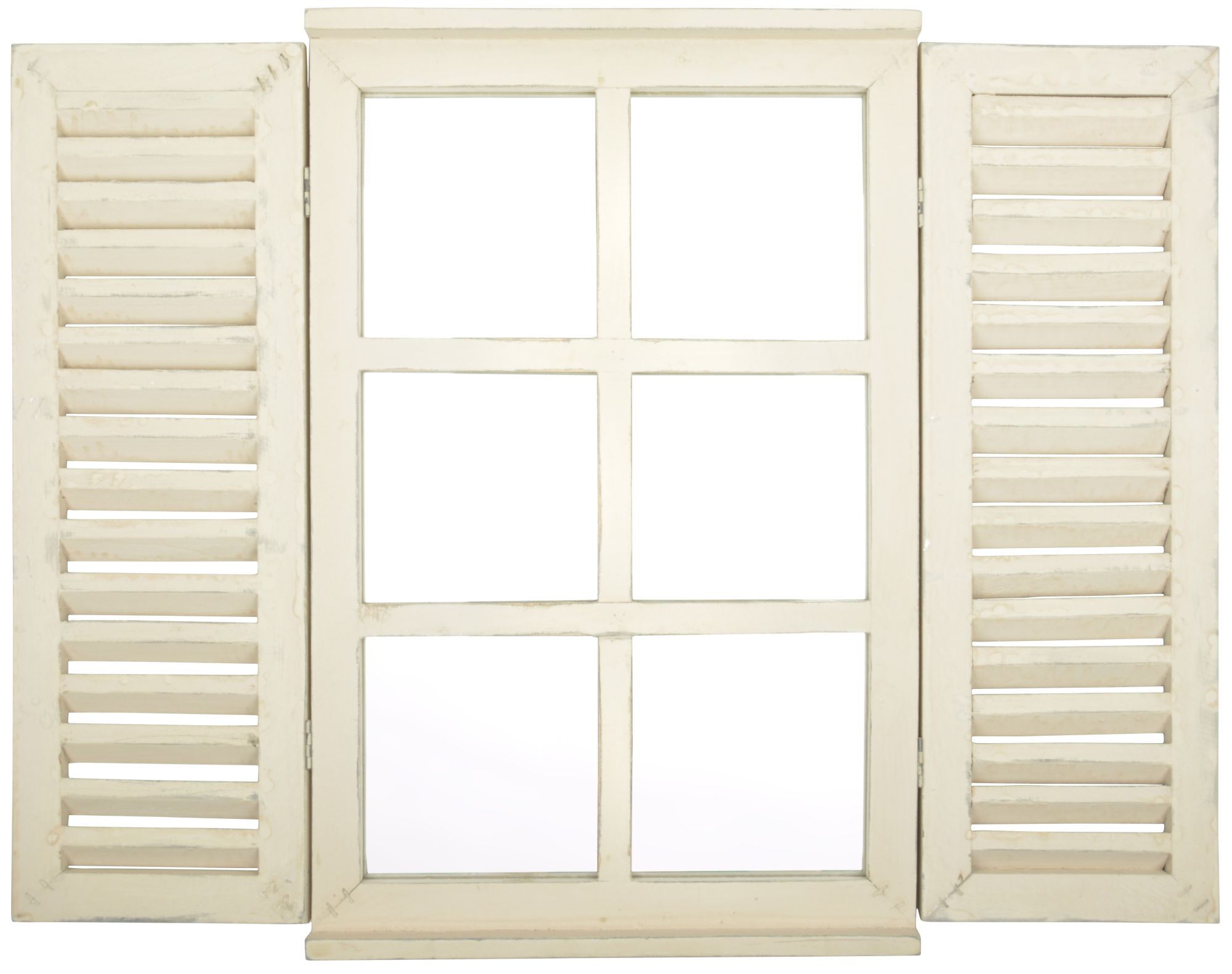 Esschert Design Spiegel mit Fensterläden aus Holz, Holzfenster in weiß,  lackiert, 38,8 x 4 x