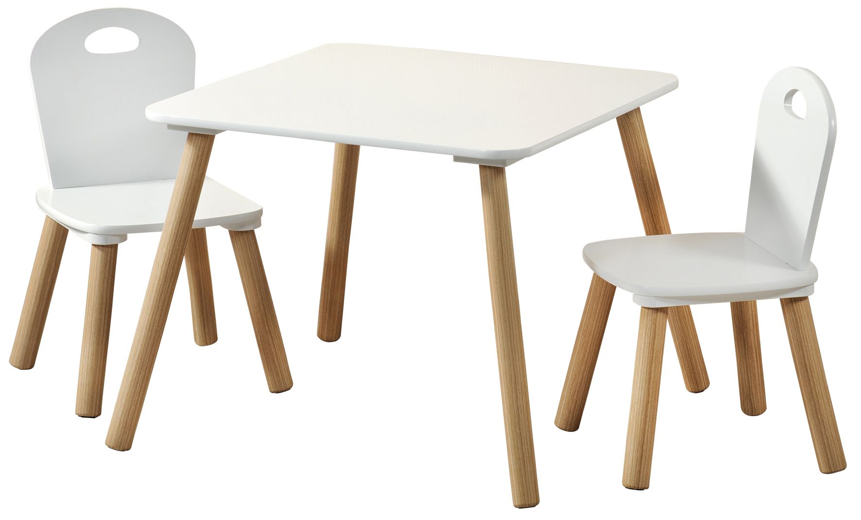 Kesper 1 Kindertisch mit 2 Stühlen, Spielzeug Tisch, FSC Holz, Tisch  Garnitur weiß, standfest, einfache Montage