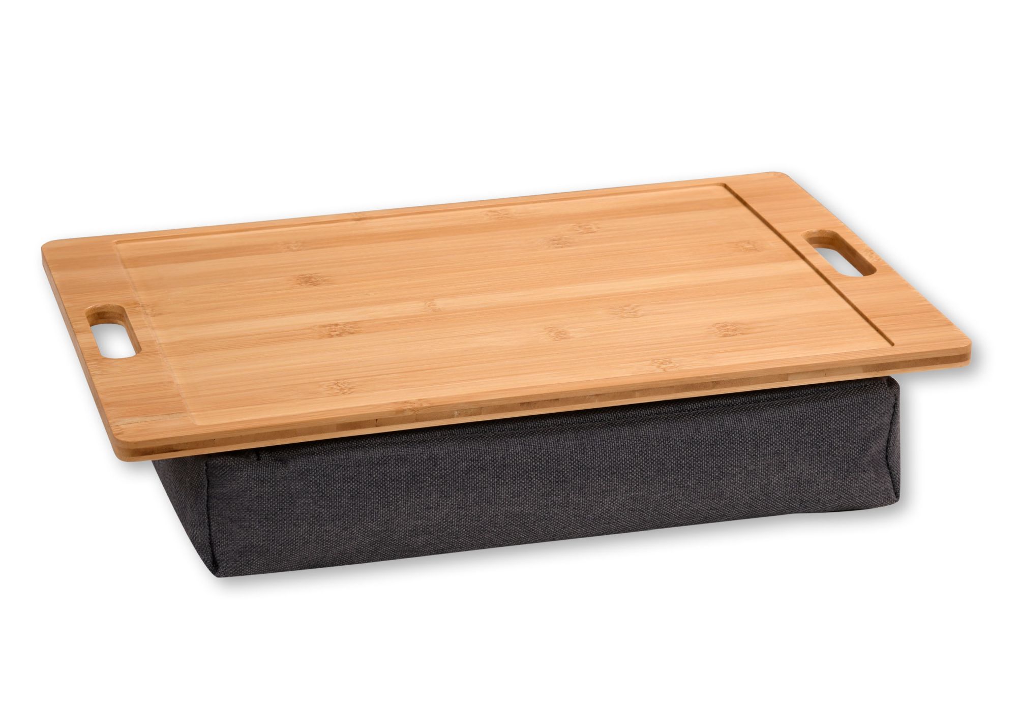 Kesper Knietablett, großes Tablett mit Kissen, 45 x 31 cm, Höhe ca. 8 cm,  FSC-Bambus,