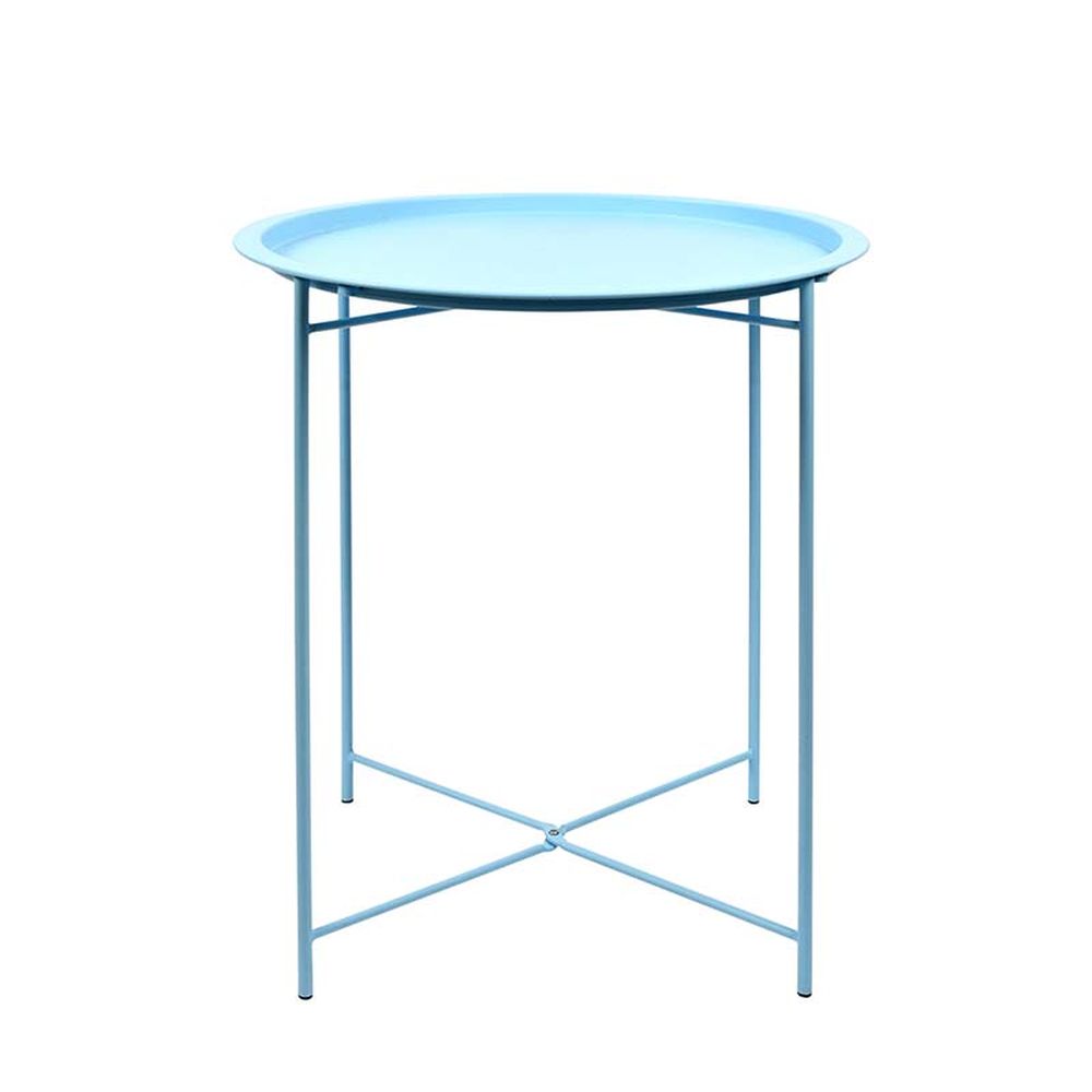 Rivanto® Blautöne Beistelltisch Ø 46 x H52 cm mit Stahlgestell, Deko Tisch,  rund, für Wohnzimmer,