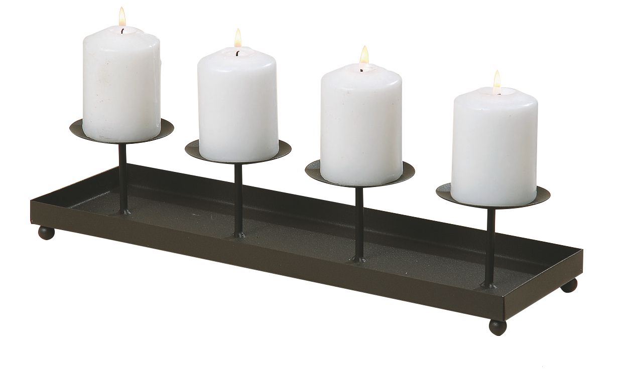 Rivanto® Kerzenhalter mit Dorn, 40 x 12,5 cm, Adventskranz, 4-flammiger  Metall Kerzenständer, max.