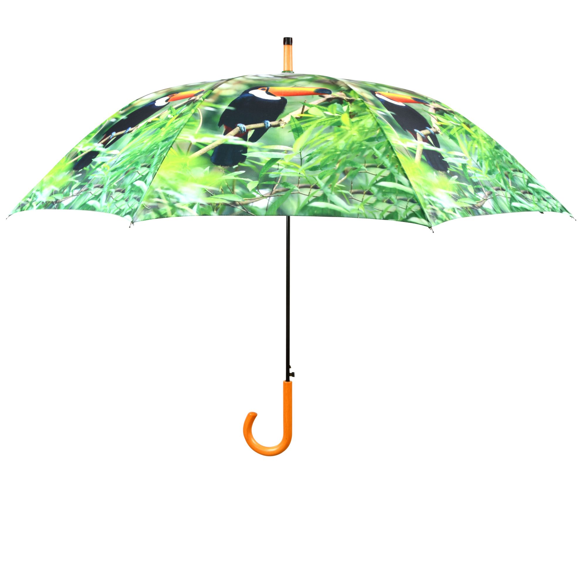 Rivanto® Regenschirm Tukan aus Polyester/Stahl, Ø 120 x 96,3 cm, Holz-Optik  Griff,