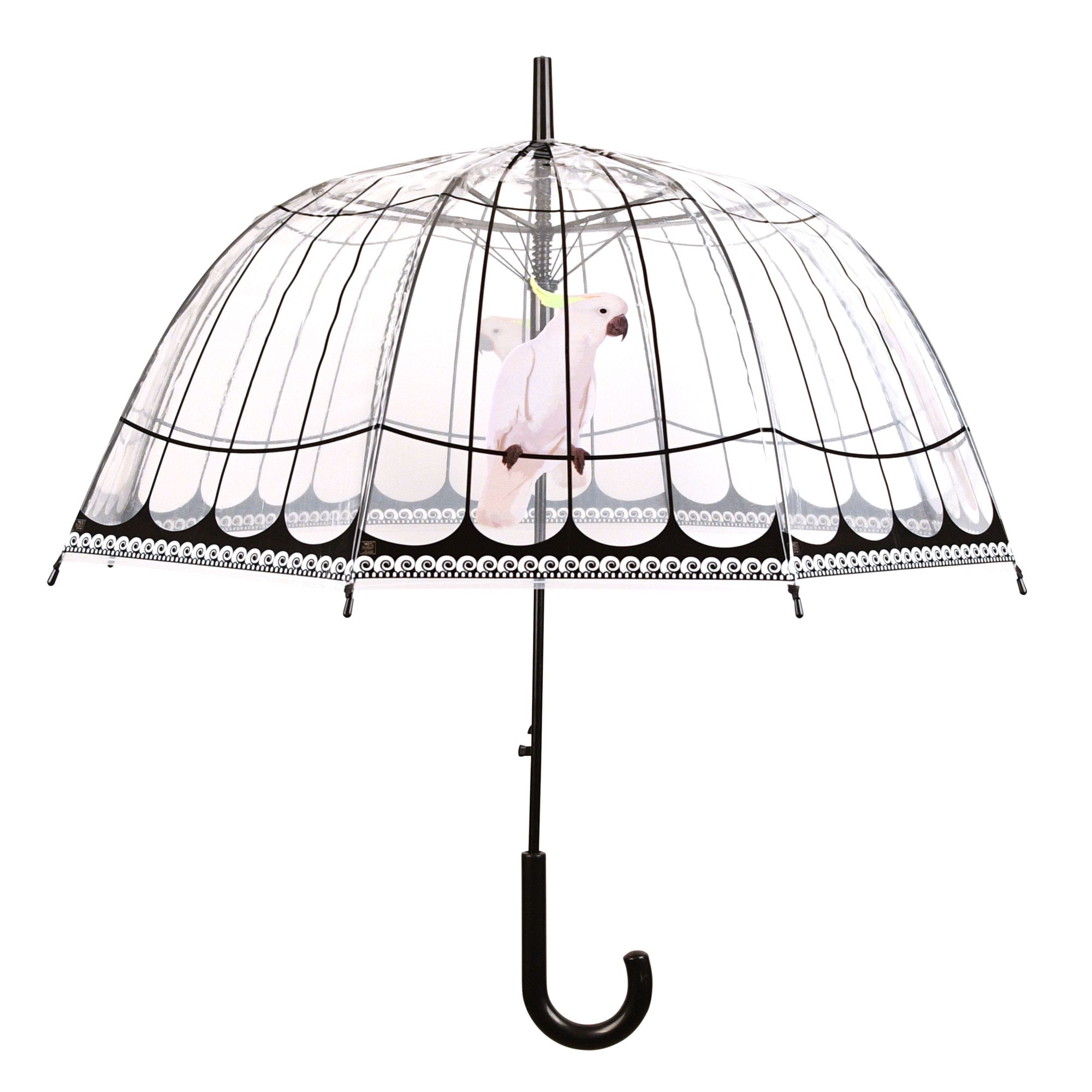 Rivanto® Regenschirm Vogelkäfig aus Polyester/Stahl, Ø 81 x 83 cm,  Kunststoffgriff, transparente Schirmfläche im