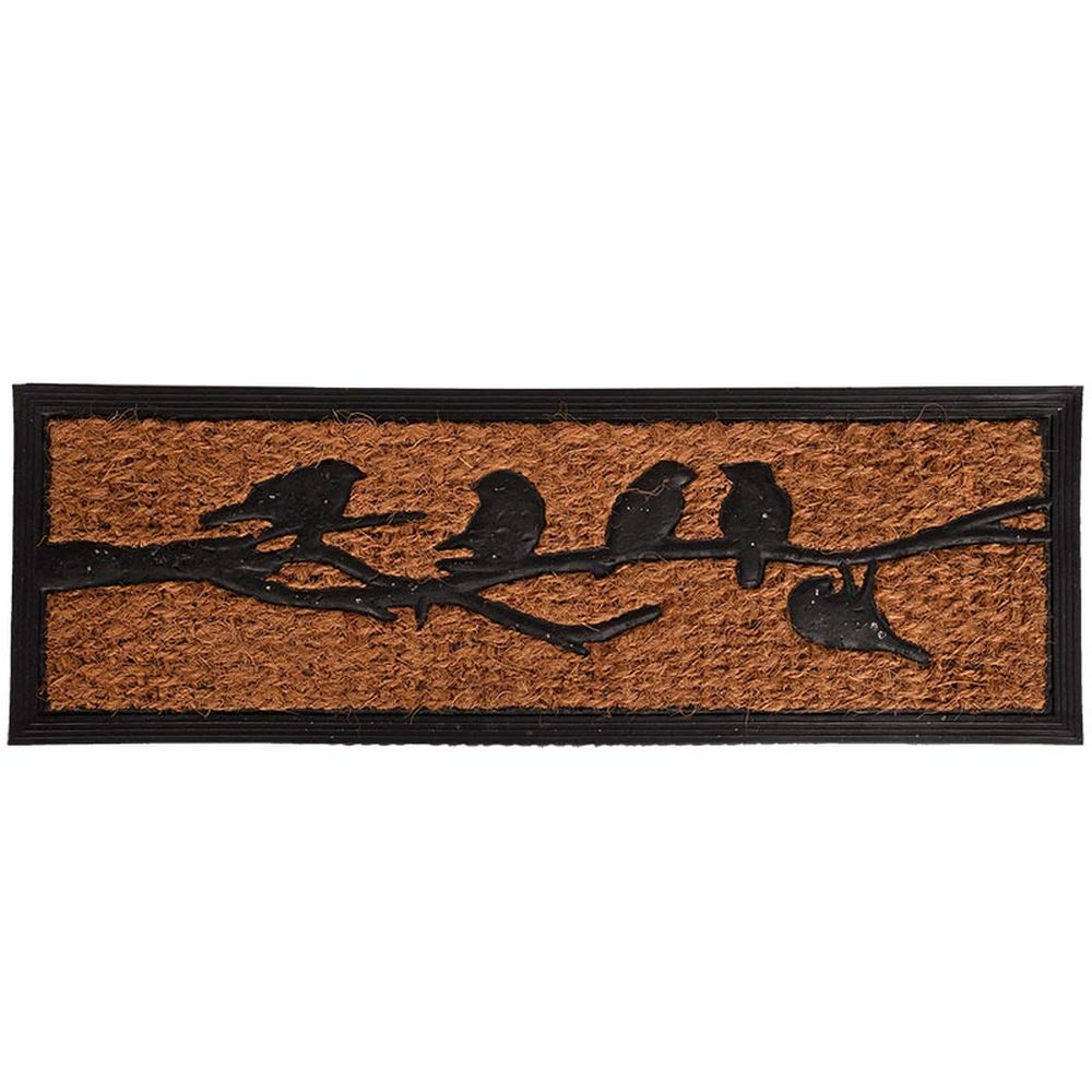 Rivanto® Türmatte Vögel auf Ast, Gummi mit Kokosfaser, L25 x B75 x H1 cm,  rechteckige
