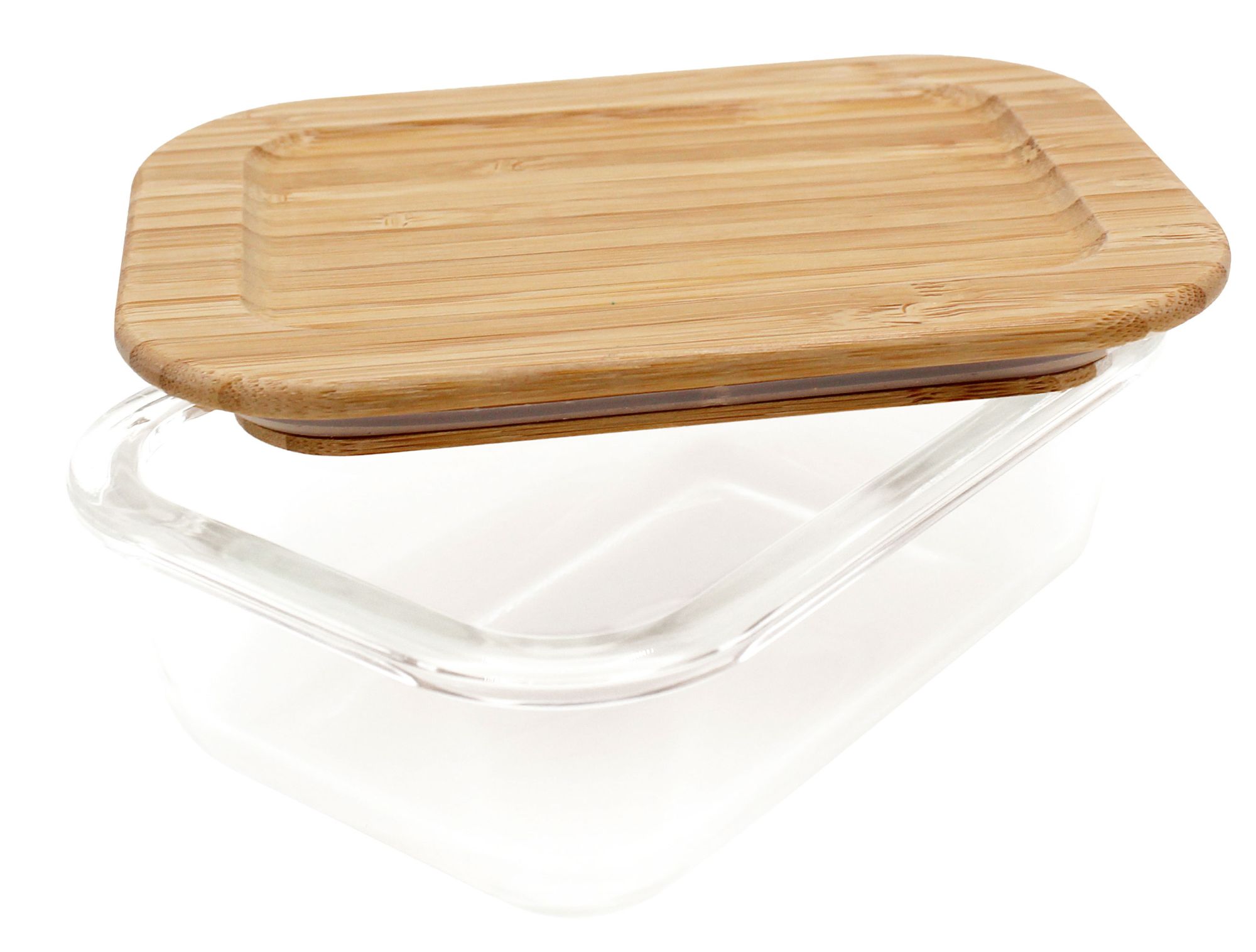 Steuber Glas Frischhaltedose mit Bambusdeckel, Anzahl und Größe wählbar,  rechteckig, Aufbewahrungsdose, Aufbewahrungsbox aus Glas, Brotzeitbox