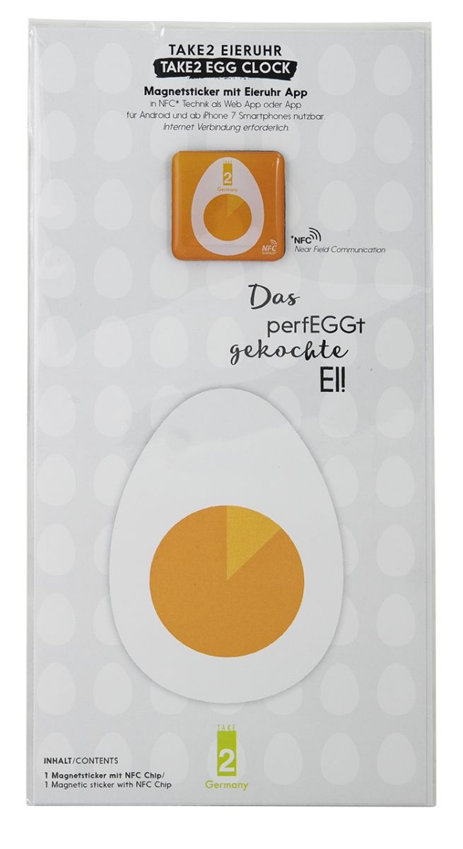 Take2 "Take2 Eieruhr" Magnetsticker mit Eieruhr App für das perfEGGte  Frühstücksei, mit Bedienungsanleitung, Smartphone erforderlich
