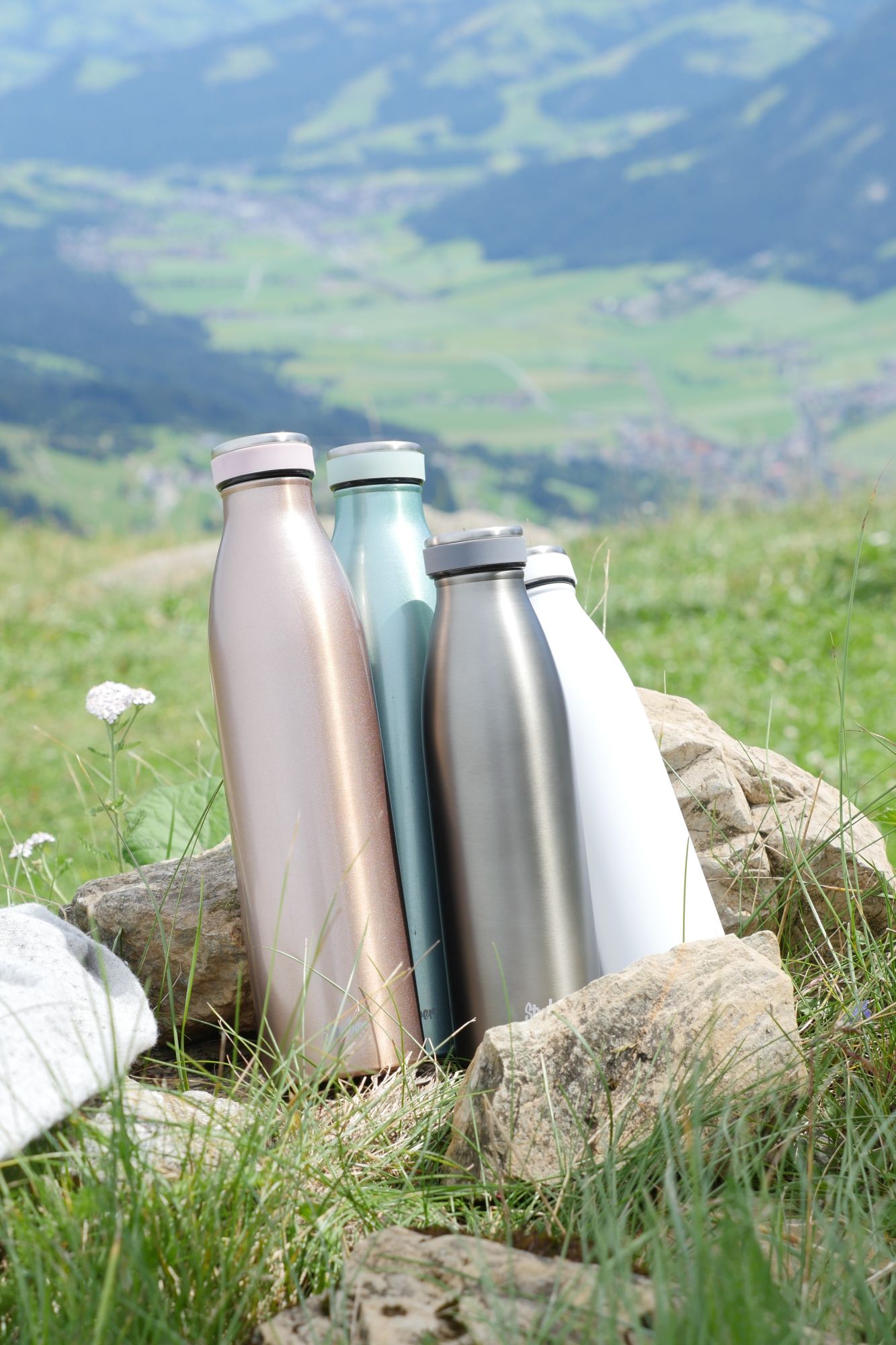 Steuber Edelstahl Thermo Trinkflasche Größe und Farbe wählbar,  doppelwandige Isolierflasche mit auslaufsicherem Deckel